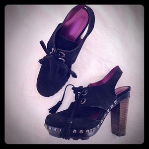 Coach Poppy Rena suede lace up clogs